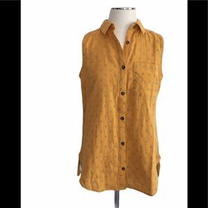 Columbia mustard sleeveless button collar top sz m (K1)